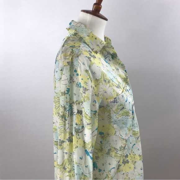 i.e. relaxed 100% Cotton Floral Button Down Roll Sleeve Blouse Size: 8 - Picture 4 of 14